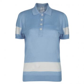 Pre Owned Chanel Light Blue Polo Shirt