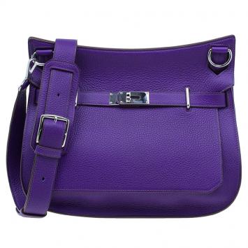 Hermes Purple Clemence Taurillon Jypsiere Messenger Bag 34CM