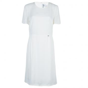 Pre Owned Chanel White Short Sleeve Dress L
