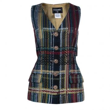 Pre Owned Chanel Multicolor Tweed Vest L