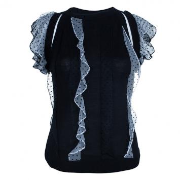 Prabal Gurung Polka Ruffle Chiffon Knit Top M