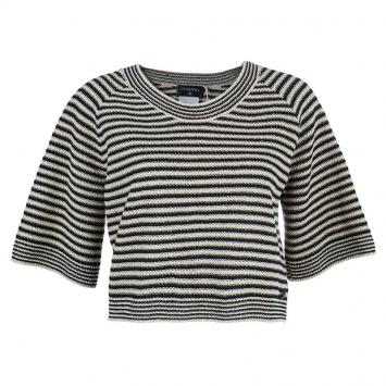 Pre Owned Chanel Striped Knit Crop Top S