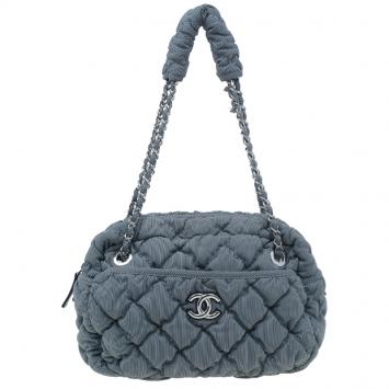 Chanel Grey Quilted Fabric Bubble Camera Bag
