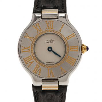 Cartier Silver Yellow Gold and Stainless Steel Must 21 de Cartier Women's Wristwatch 28MM
