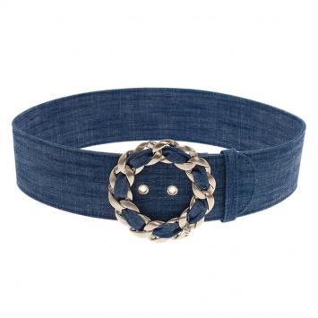 Chanel Blue Denim Chain Buckle Belt 75CM