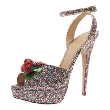 Charlotte Olympia Multicolor Sabrina Cherry Leaf Platform Sandals Size 41