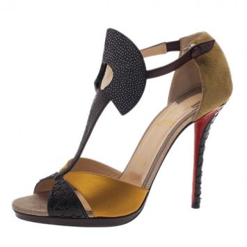 Christian Louboutin Python and Stingray Aztec Sandals Size 39