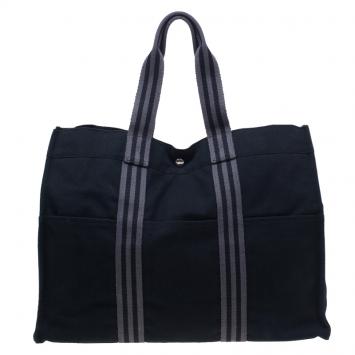 Hermes Black Canvas Fourre-Tout Tote  GM