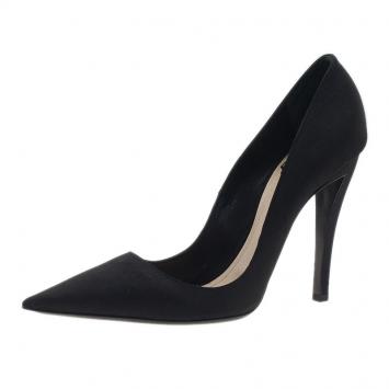 Dior Black Canvas Pointed Toe Pumps Size 41