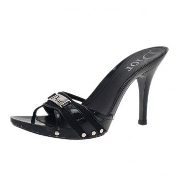 Dior Black Patent Slides Size 40