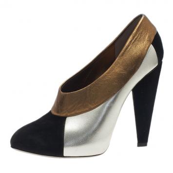 Dolce and Gabbana Three Tone Leather Ankle Booties Size 39