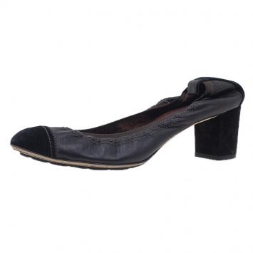 Chanel Black Leather Elastic Pumps Size 40.5 
