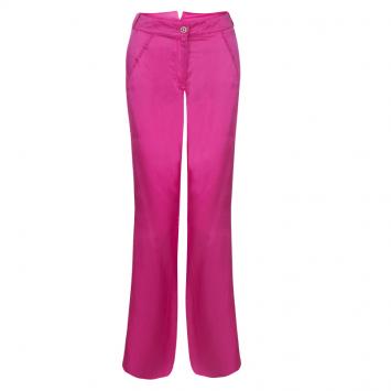 Pre Owned Chanel Pink Silk Trousers M