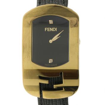 Fendi Black Gold Plated Stainless Steel Chameleon Woman's Wristwatch 18MM