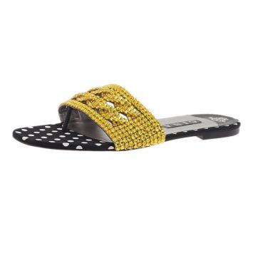 Gina Gold Embellished Athena Slides Size 41.5