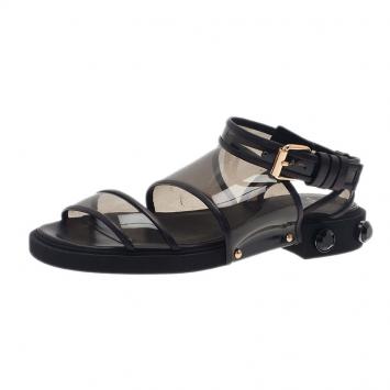 Givenchy Black Embellished PVC Heel Sandals Size 38.5