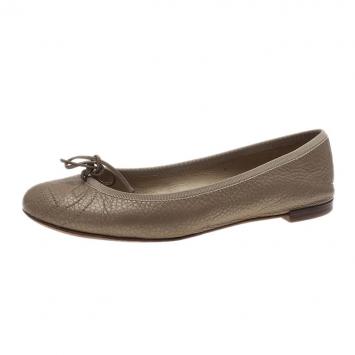Gucci Gold Metallic Leather GG Embroidered Ballet Flats Size 36