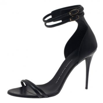 Giuseppe Zanotti Black Leather Ankle Strap Sandals Size 40