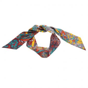 Hermes Multicolored Silk Twill Neck Scarf