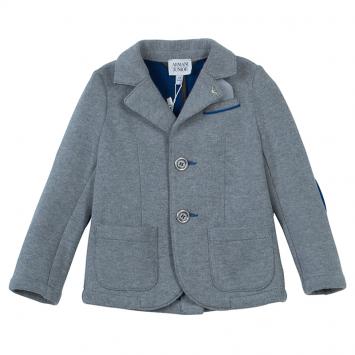 Pre Owned Armani Junior Grey Knit Notched Collar Blazer 2 Yrs