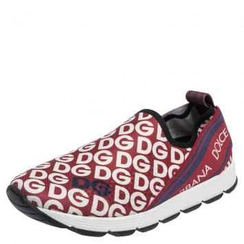 Pre Owned Dolce & Gabbana Multicolor DG Mania Print Stretch Mesh Slip On Sneakers Size IT 33 (Kids)