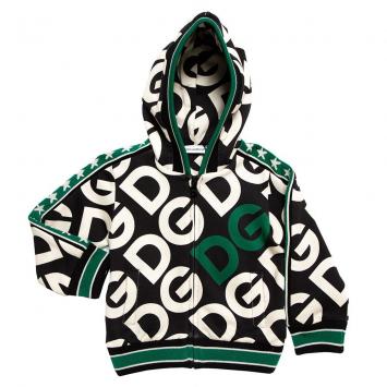 Pre Owned Dolce & Gabbana Multicolor DG Mania Print Jersey Hoodie 4 Yrs