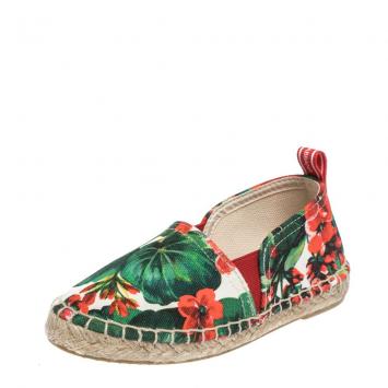 Pre Owned Dolce & Gabbana Multicolor Floral Print Canvas Espadrilles Size IT 38 (Kids)