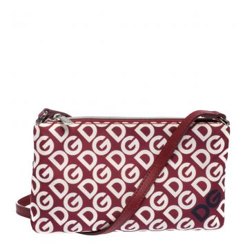 Pre Owned Dolce & Gabbana Burgundy DG Mania Print Nylon Clutch Bag