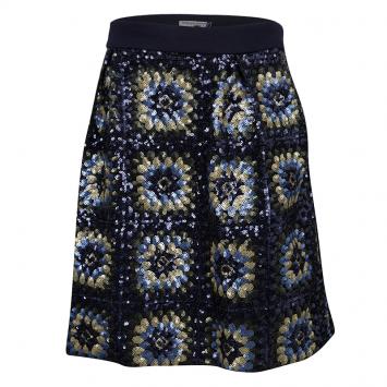 Pre Owned Ermanno Scervino Junior Multicolor Sequined Mini Skirt 12 Yrs