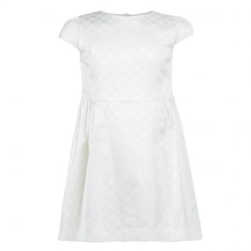 Pre Owned Gucci Off White Monogram Jacquard Cap Sleeve Dress 5 Yrs