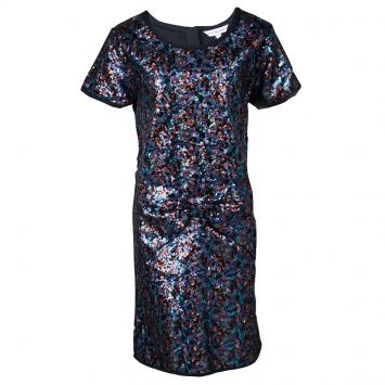 Pre Owned Little Marc Jacobs Multicolor Sequinned Bow Detail Short Sleeve Dress 12 Yrs