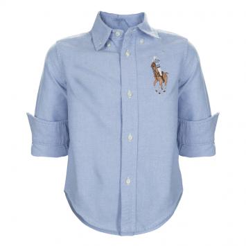Pre Owned Ralph Lauren Blue Logo Embroidered Long Sleeve Button-Down Shirt 2 Yrs