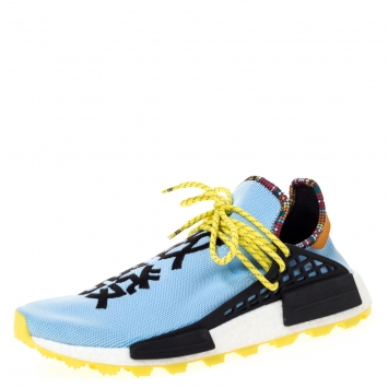 Pre Owned Pharrell x Adidas HU NMD Blue Cotton Knit Clear Sky - Inspiration Pack Sneakers Size 46