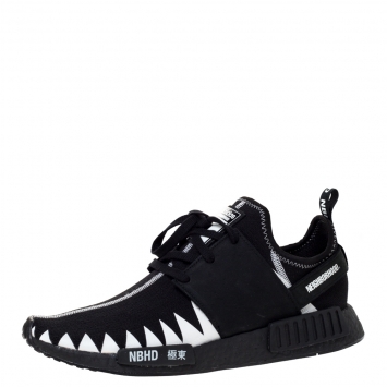Pre Owned Adidas x Neighborhood Black/White Stretch Fabric And Rubber NMD R1 Sneaker Size 46