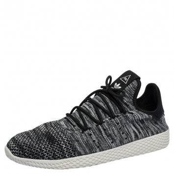 Pre Owned Pharrell Williams x Adidas Grey/Black Knit Fabric PW Tennis Hu Sneakers Size 46