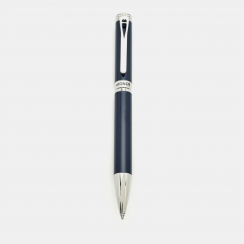Pre Owned Aigner Blue Resin Silver Tone Ballpoint Pen