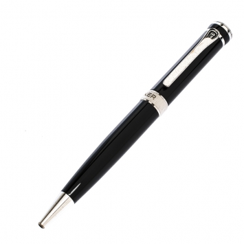 Pre Owned Aigner Black Resin Silver Tone Ballpoint Pen