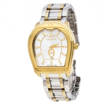 Pre Owned Aigner Silver Two-Tone Stainless Steel Verona A48000 Women's Wristwatch 39 mm