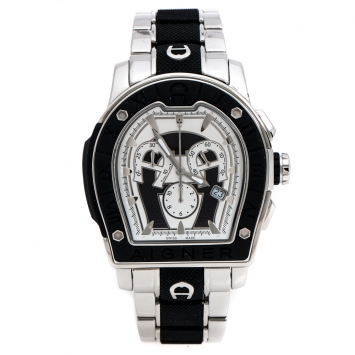 Pre Owned Aigner Silver Stainless Steel Rubber Roma Chrono A38500 Men's Wristwatch 46 mm