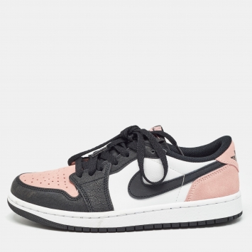 Pre Owned Air Jordans Multicolor Leather Jordan 1 Low OG Bleached Coral Sneakers Size 40