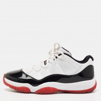 Pre Owned Air Jordan 11 Tricolor Patent and Leather Concord Bred Sneakers Size 44