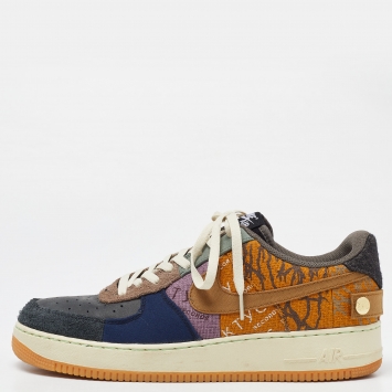 مملوكة مسبقًا Nike Air Multicolor Leather And Canvas Force 1 Low Travis Scott Cactus Jack Sneakers Size 47.5