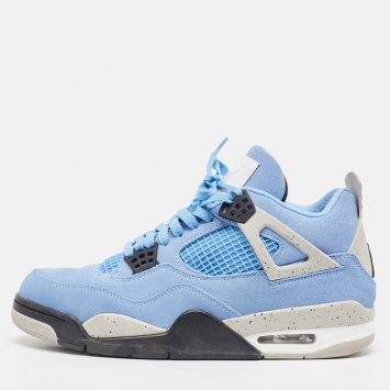 مملوكة مسبقًا Air Jordans Blue Suede Jordan 4 Retro University Blue Sneakers Size 42.5