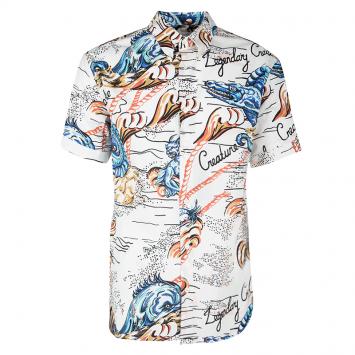 Pre Owned Alexander McQueen Off White Printed Button Down Legendary Creature Shirt 2XL