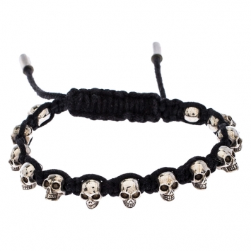 Pre Owned Alexander McQueen Black Multi Skull Braided Friendship Bracelet