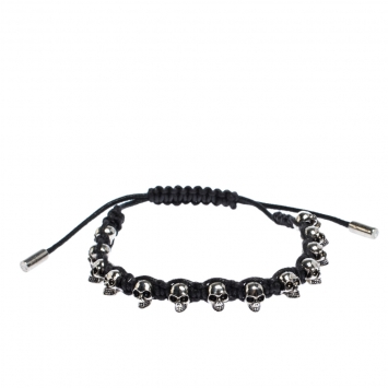 Pre Owned Alexander McQueen Skull Charm Silver Tone Bracelet