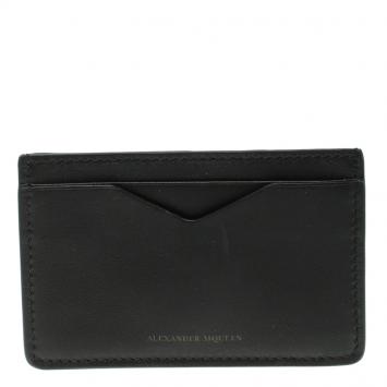 Pre Owned Alexander McQueen Black Leather Card Holder