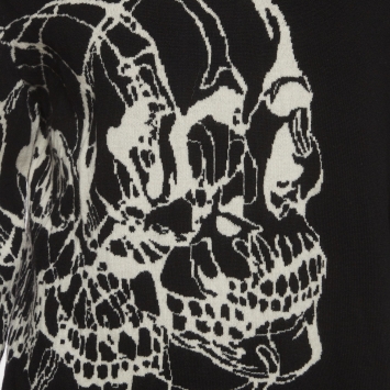Pre Owned Alexander McQueen Black Skull Intarsia Wool Crewneck Sweater L