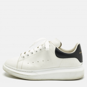 Alexander McQueen White/Black Leather Oversized Lace Up Sneakers Size 42.5