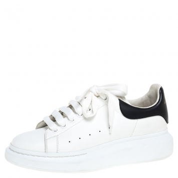 Pre Owned Alexander McQueen White Leather Oversized Low Top Sneakers Size 40.5